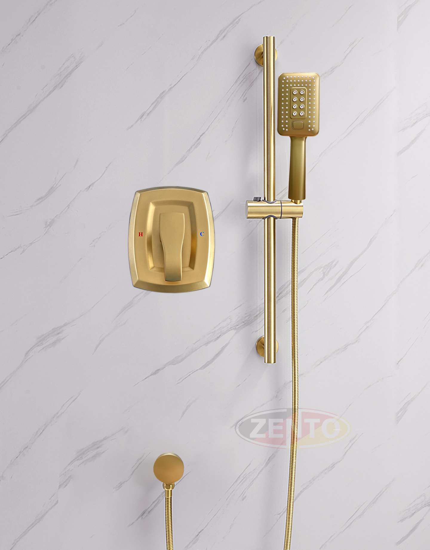 Bộ sen tắm nóng lạnh âm tường ZT6169-Gold