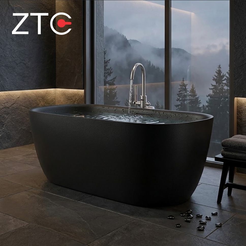 Bồn tắm nằm Ocean Freestanding Stone Bath ZTC-D009 (Matte black)