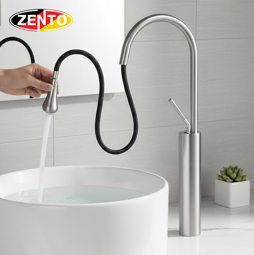 Vòi Lavabo dương bàn Art Water Drop Faucet SUS2188-Brushed (dây rút)