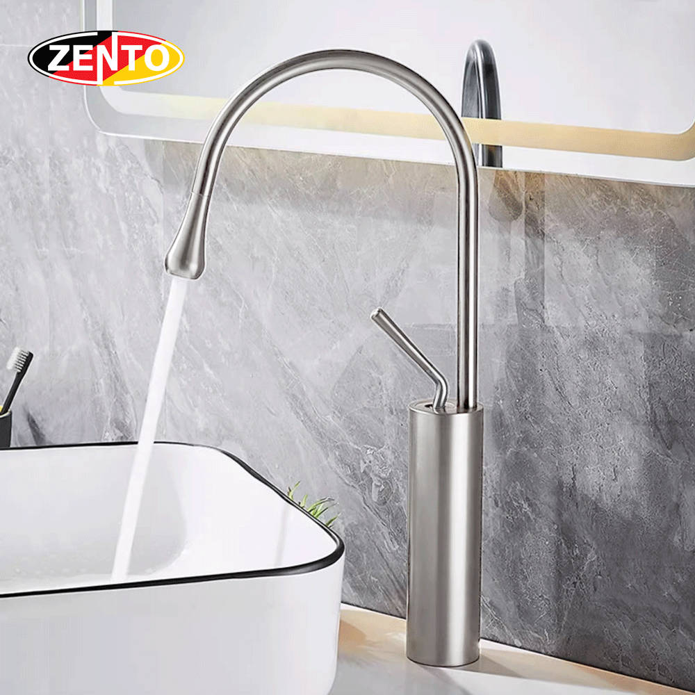 Vòi Lavabo nóng lạnh Art Water Drop Faucet SUS2187-Brushed (dây rút)