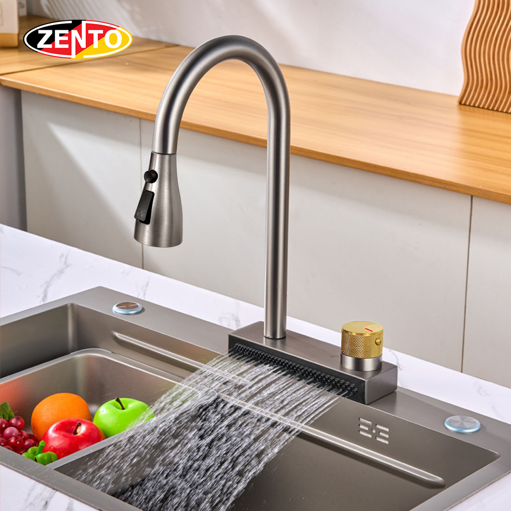 Vòi rửa chén bát 4in1 Waterfall faucet kitchen SUS5535Gr-EC (dây rút)