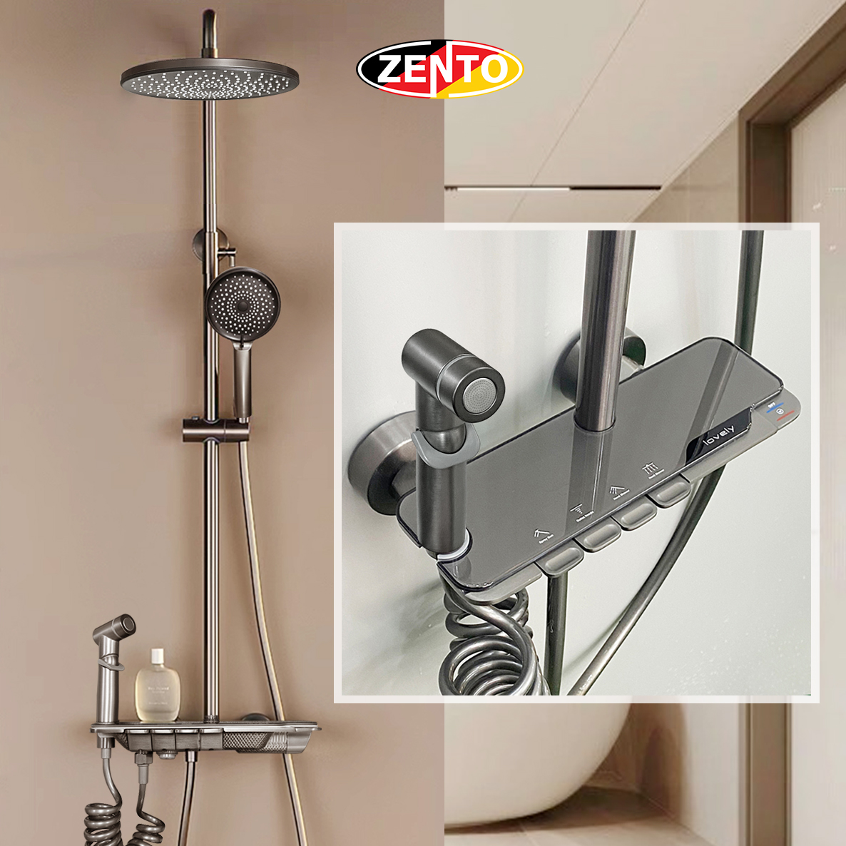 Bộ sen cây nóng lạnh 4in1 Zento ZT8144-Gr Bộ sen cây nóng lạnh 4in1 Zento ZT8144-Gr