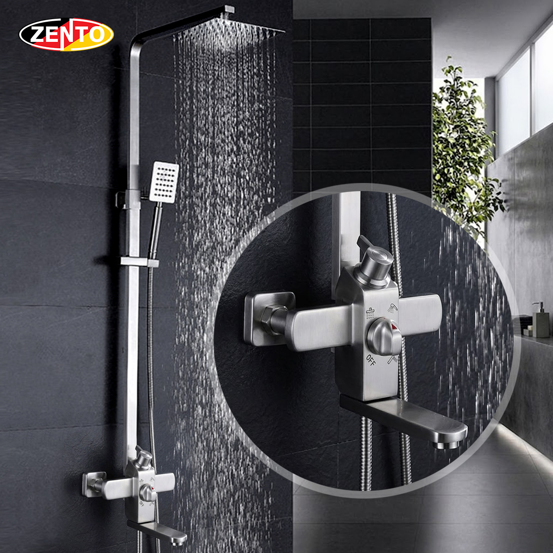 Bộ sen cây nóng lạnh inox304 SUS8209-Square