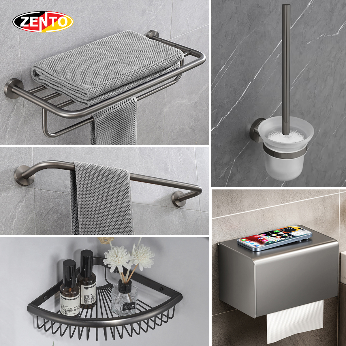 Bộ 5 phụ kiện nhà tắm Zento AL12-Gr (880)