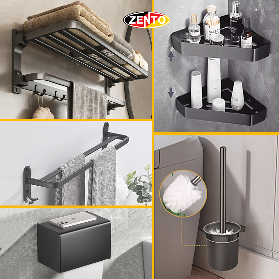 Bộ 5 phụ kiện nhà tắm Zento AL01-Gr (Aluminum-8066) Bộ 5 phụ kiện nhà tắm Zento AL01-Gr (Aluminum-8066)