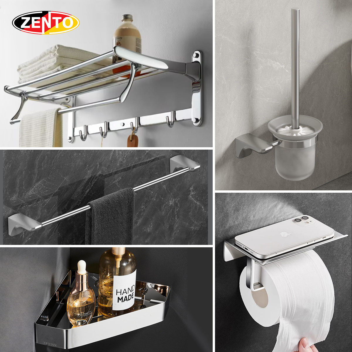 Bộ 5 phụ kiện nhà tắm Zento AL15 (808)