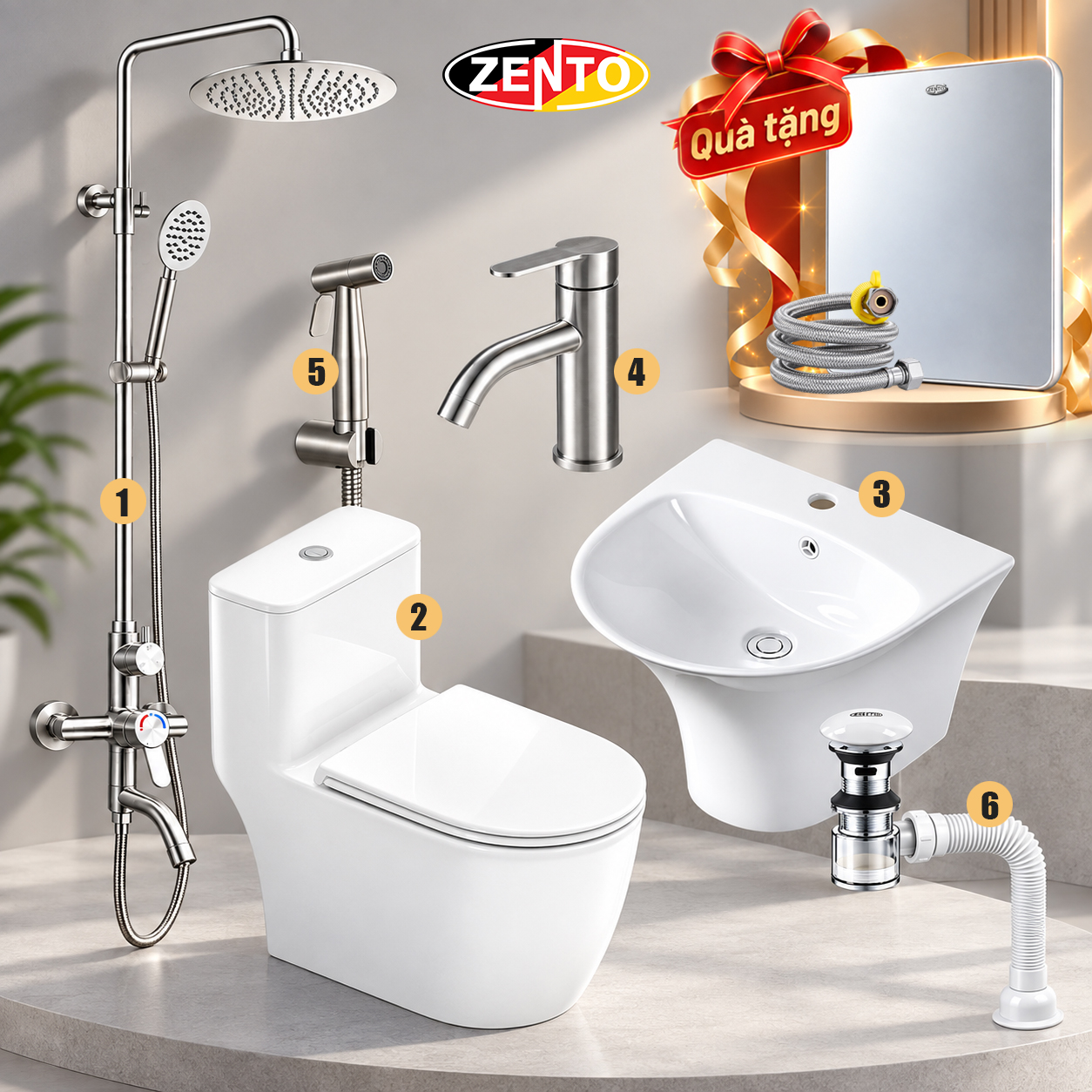Combo 6 thiết bị vệ sinh Zento BS02