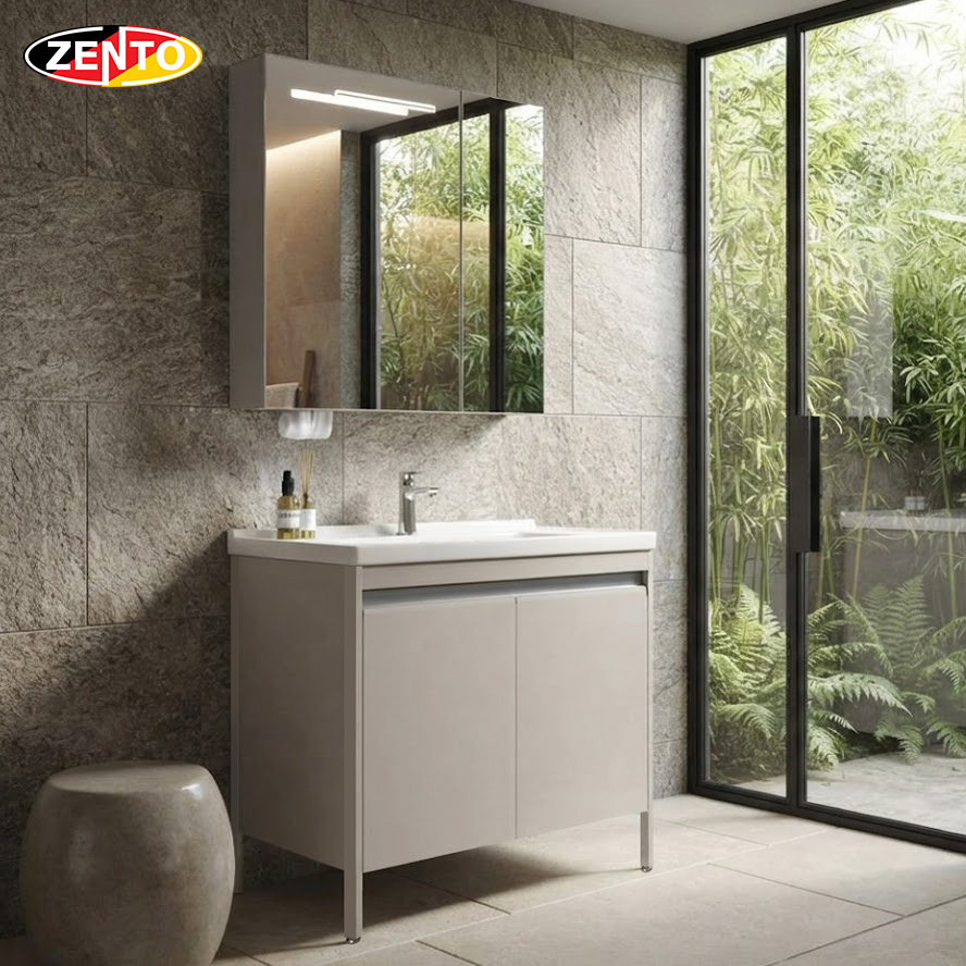 Bộ tủ lavabo gương đèn Led LV1150-Brown (L582)