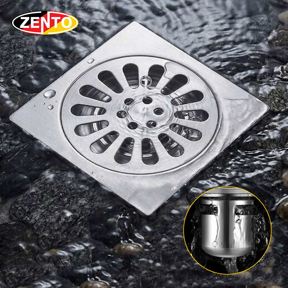 Phễu thoát sàn chống mùi inox TS123-201-2U (118x118mm)