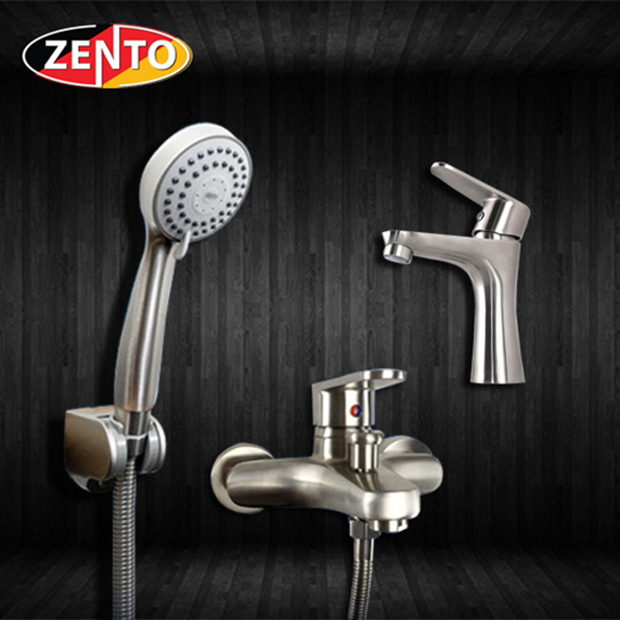 Cặp đôi sen tắm và vòi lavabo inox304 Zento CB008
