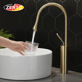 Vòi Lavabo nóng lạnh Art Water Drop Faucet SUS2187-Gold (dây rút)