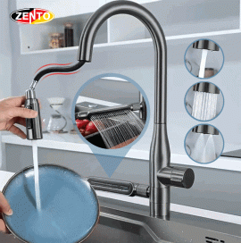 Vòi rửa chén bát 4in1 Waterfall faucet kitchen SUS5558Gr (dây rút)