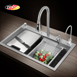 Chậu rửa chén, bát 1 hố kèm vòi rửa đa năng HD7546HMF-304 (New)