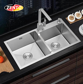 Chậu rửa chén bát inox 2 hố lệch HD7843-304