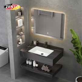 Bộ chậu lavabo âm, bàn đá, gương đèn Led ZT-LV8969