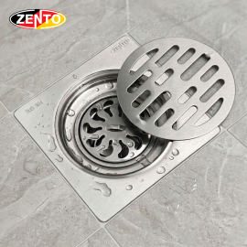 Phễu thoát sàn chống mùi inox304 Zento TS323 (120x120mm) Phễu thoát sàn chống mùi inox304 Zento TS323 (120x120mm)