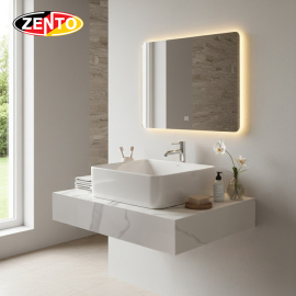 Bộ chậu lavabo, bàn đá, gương đèn Led LV8987