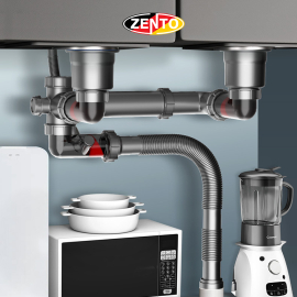 Bộ xi phông, ống xả chậu rửa chén, bát 2 hố cao cấp XP423