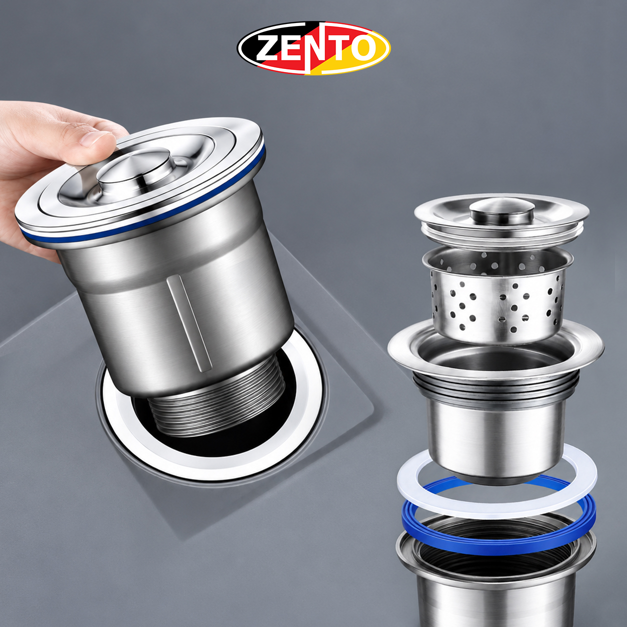Bầu xi phông kép chậu rửa chén bát Inox XP110-201 (110mm)